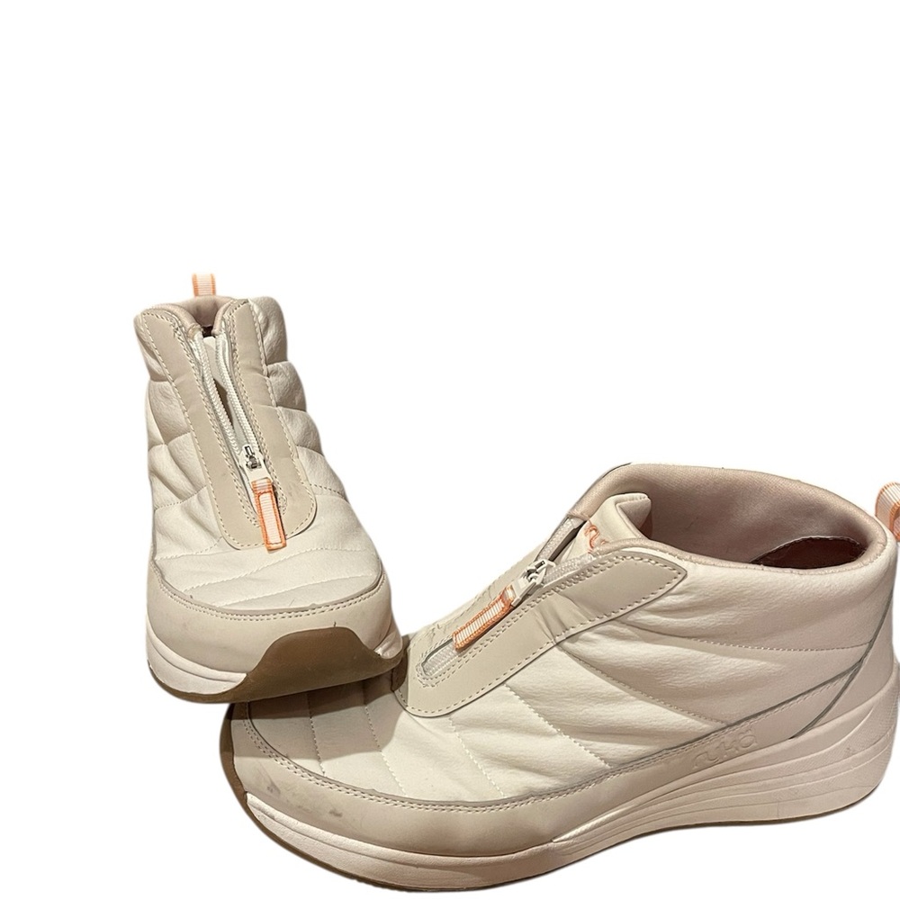 Ryka Women’s Cream Quilted Zip-Front Ankle Sneakers